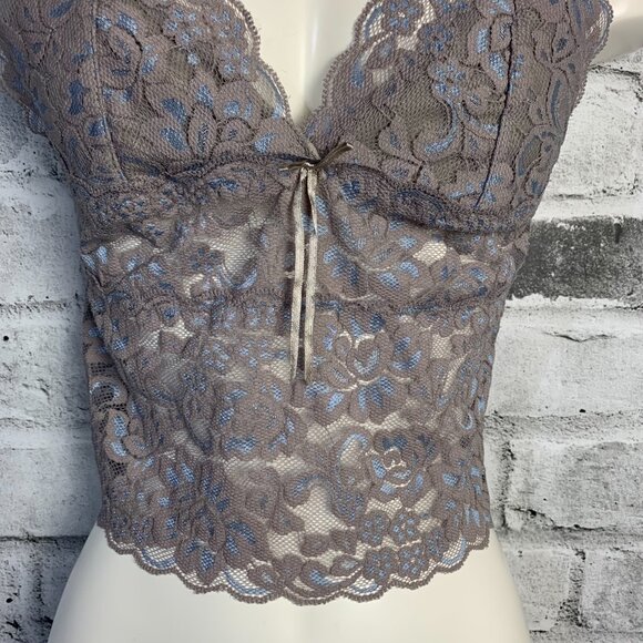 Vintage Y2K Jolie Babydoll Camisole Sheer Lace Cropped Tank Top - Picture 3 of 12